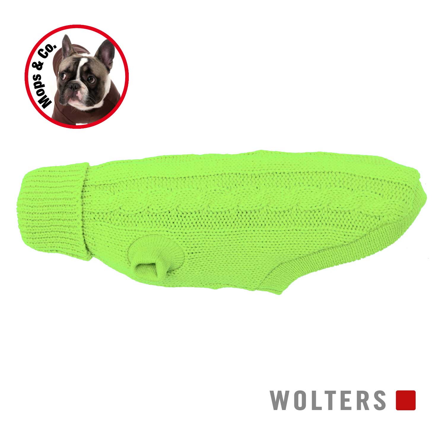 Wolters Zopf-Strickpullover für Mops & Co.- lime