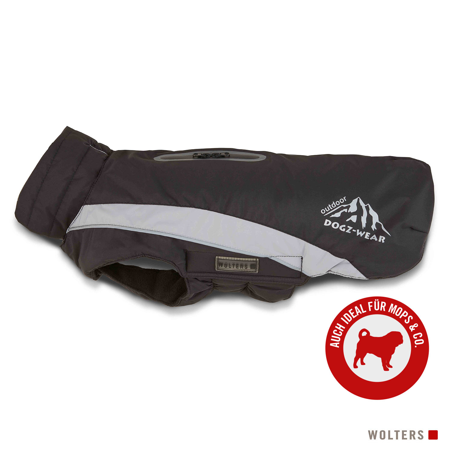 Wolters Skijacke Dogz Wear mit wasserdichtem Reißverschluss - für Mops & Co., schwarz/grau