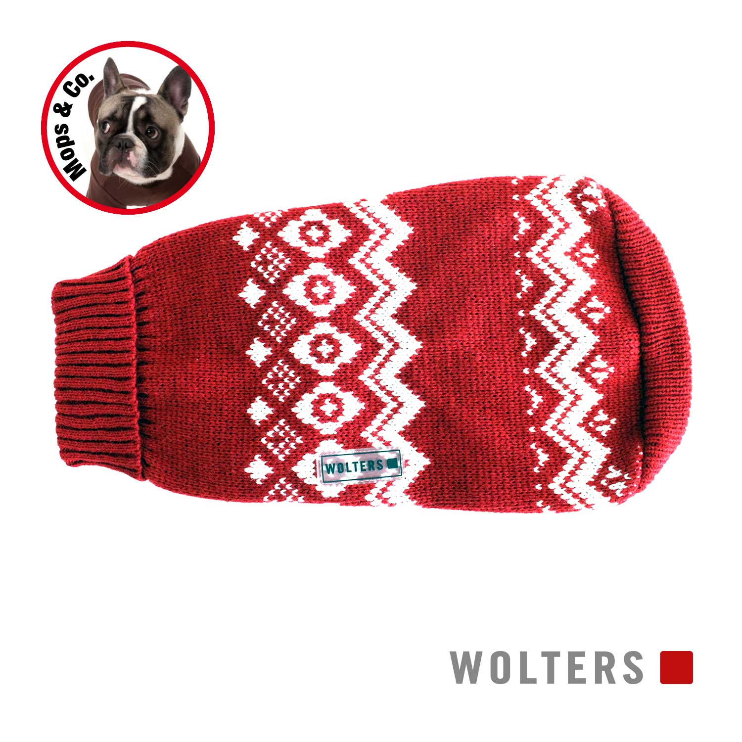 Wolters Norweger Pullover für Mops&Co. - rot/weiß
