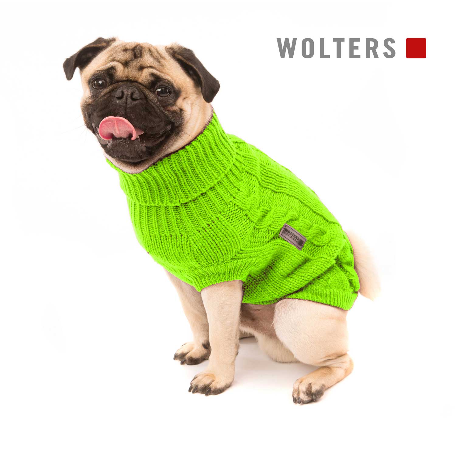Wolters Zopf-Strickpullover für Mops & Co.- lime