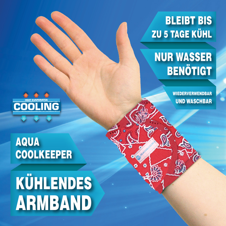 Aqua Coolkeeper Kühl-Armband für Menschen - Red Western